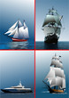 Four old sailing vessels. Vector illustration Four old sailing vessels. Vector illustration