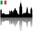 Detailed vector Venice silhouette skyline with Italian flag