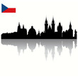 Detailed vector Prague silhouette skyline with Czech flag
