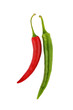 red and green hot chili peppers on white