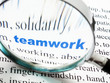 mot teamwork Collaboration bleu sous la loupe mot teamwork Collaboration bleu sous la loupe