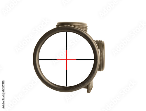 Photo: Image of a rifle scope sight used for aiming with a weapon Image of a rifle scope sight used for aiming with a weapon