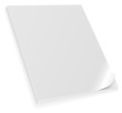 Closed blank magazine with curled cover isolated on white.