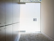 "Interior of modern house, glass door entrance"