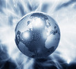 Glowing globe with microchip overlay