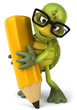 Tortue avec un crayon