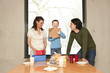 Photo: young family celebrating fifth birthday of the son young family celebrating fifth birthday of the son