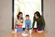 Photo: young family celebrating fifth birthday of the son young family celebrating fifth birthday of the son