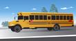 Yellow school bus on the move Yellow school bus on the move