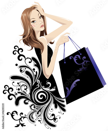 clip art woman shopping. woman with shopping bag
