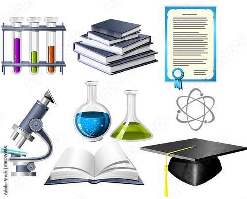 Illustration: Science and education icons Science and education icons