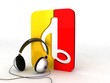 isolated three dimensional headphone with musical notes