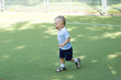 Boy  running on stadium