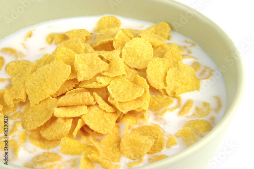 Photo: cornflakes and milk cornflakes and milk