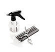 Foto: comb, scissors and sprayer; hairstyling concept comb, scissors and sprayer; hairstyling concept