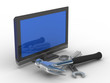 TV repair. Technical service. Isolated 3D image TV repair. Technical service. Isolated 3D image
