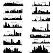 Detailed vector silhouettes of Asian cities