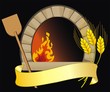 vector illustration of firewood oven with shovel and grain vector illustration of firewood oven with shovel and grain