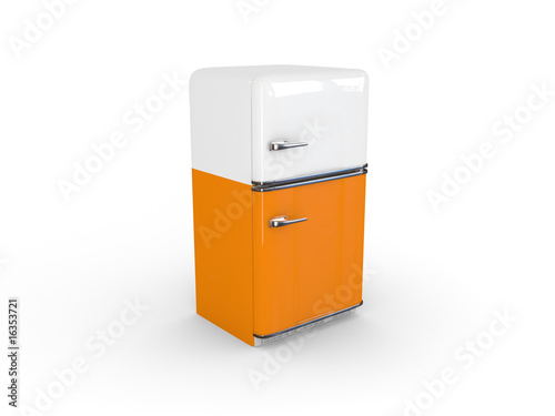 Illustration: yellow retro refrigerator yellow retro refrigerator