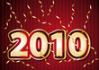 Gold 2010 on a red festive background