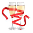 champagne glass  wrapped ribbon