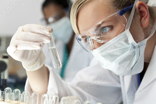 Photo: Female Scientific Research Team With Clear Solution In Laborator Female Scientific Research Team With Clear Solution In Laborator