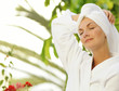 Dreaming young woman after bath Dreaming young woman after bath