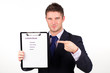 businessman with customer service report