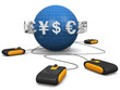 E-commerces shopping online by international currency concept