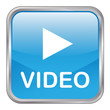 Square vector "Play Video" button (blue)