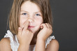 Shot of a Cute Blonde Child Picking her Nose