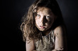 Scared and Filthy Brown Haired Child