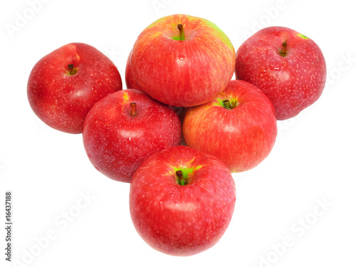 Photo: Heap of ripe, red apples. Isolated on white. Heap of ripe, red apples. Isolated on white.
