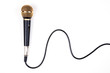 A dynamic microphone on white