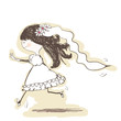 Vector: wedding - bride runs to the groom wedding - bride runs to the groom