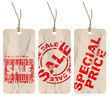 Set of  sale crumpled paper tags