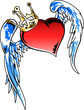 flying heart with crown tribal art flying heart with crown tribal art