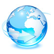 Blue crystal earth, with transparent arrow