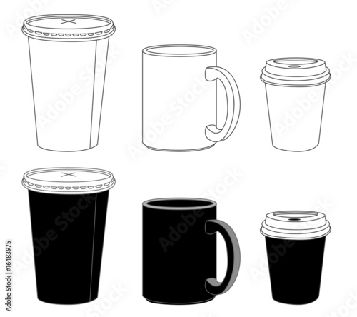 outline template paper glass and mug
