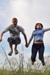man and woman jumping man and woman jumping