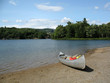 Canoe on lake in Northern Ontario
