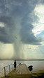 woman and tornado