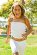 Cheerful girl in action