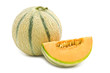 orange cantaloupe melon on white background .