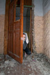 girl behind door