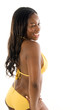 pretty african american hispanic woman in bikini swim suit