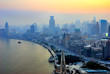 China Shanghai  the Bund and Puxi skyline at sunset.
