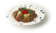 Meat, potato and green