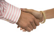 Asian Male and female shake hands Asian Male and female shake hands
