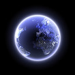 Planet in the night full of lights